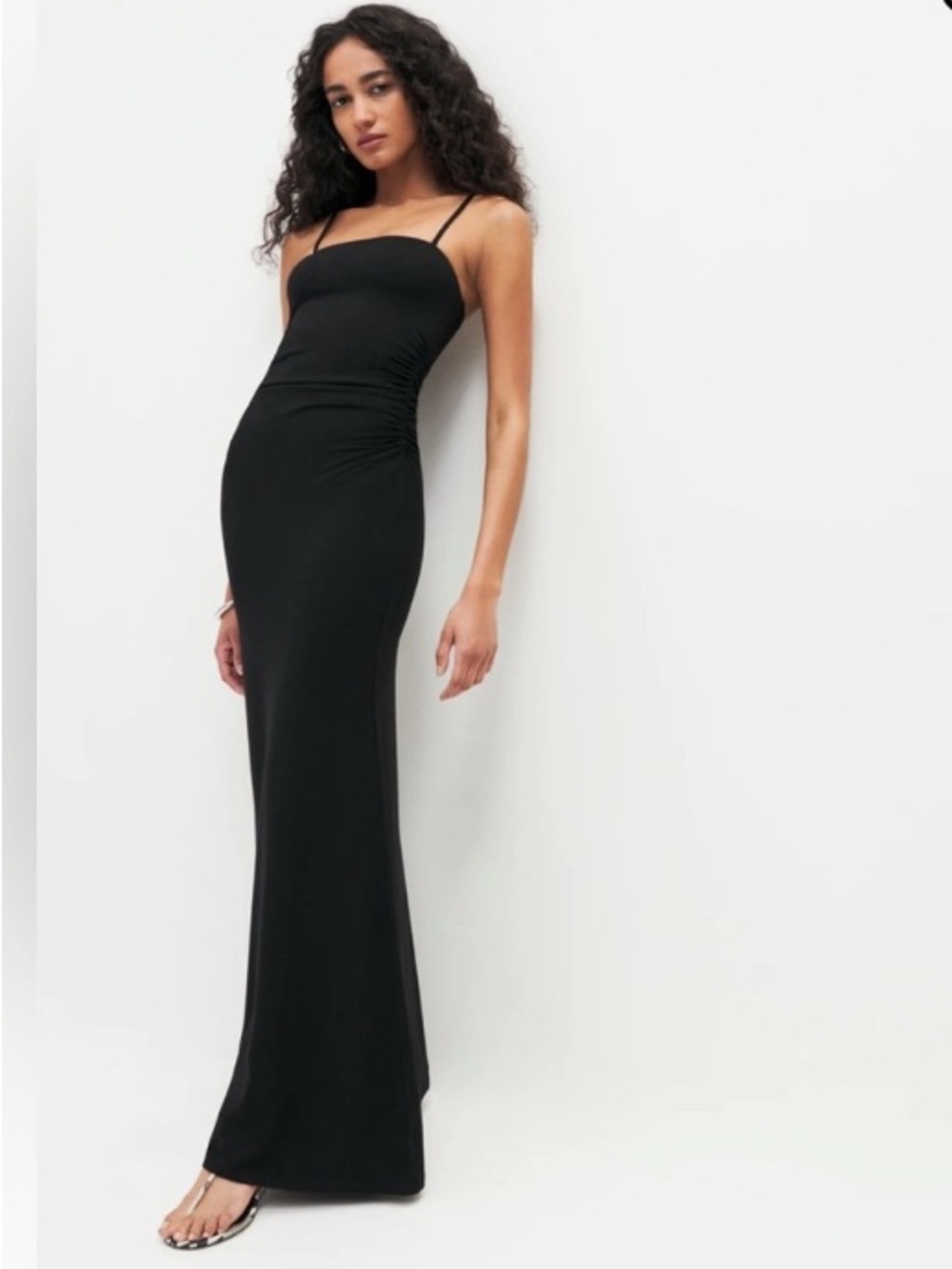 Reformation Black Maxi Leone Knit Dress